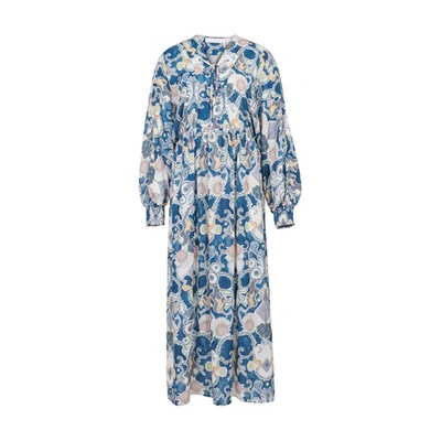 Shop See By Chloé Long Dress In Multicolor Blue 1