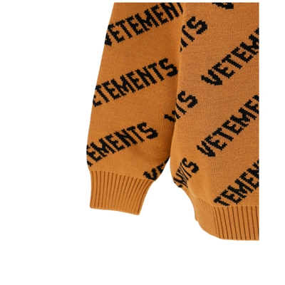 Shop Vetements Women's Jumper Sweater Crew Neck Round  Monogram In Brown