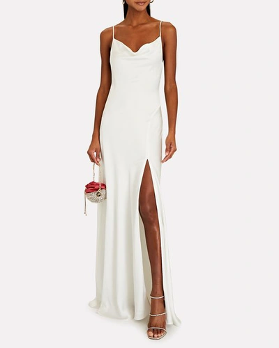 Shop Jonathan Simkhai Satin Cowl Neck Gown In White