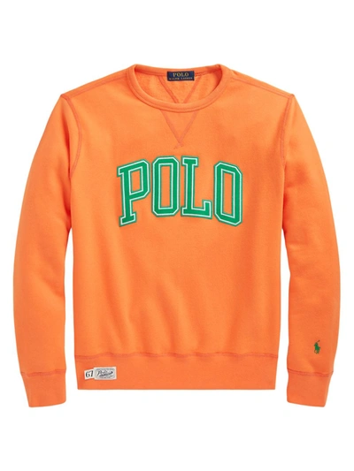 Shop Polo Ralph Lauren Men's Logo Crewneck Sweatshirt In May Orange
