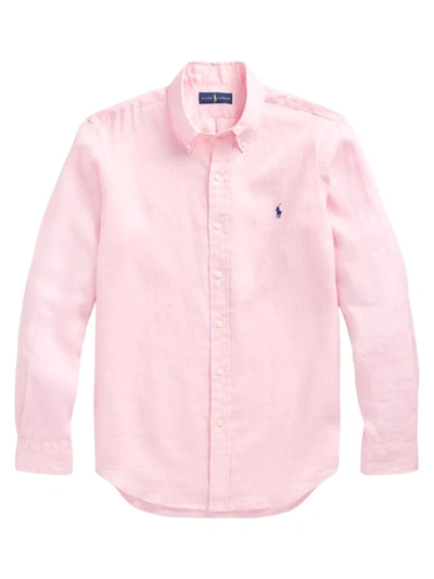 Shop Polo Ralph Lauren Men's Tailored Button-down Shirt In Carmel Pink