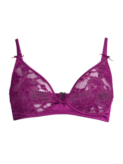 Fleur Du Mal Magnolia Leavers Lace And Satin Underwired Soft-cup Bra In ...