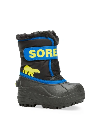 Shop Sorel Baby's & Little Kid's Snow Commander Faux Fur-lined Waterproof Boots In Charcoal Blue