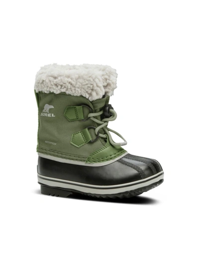 Shop Sorel Girl's Yoot Pac Waterproof Faux Shearling-trim Boots In Hiker Green