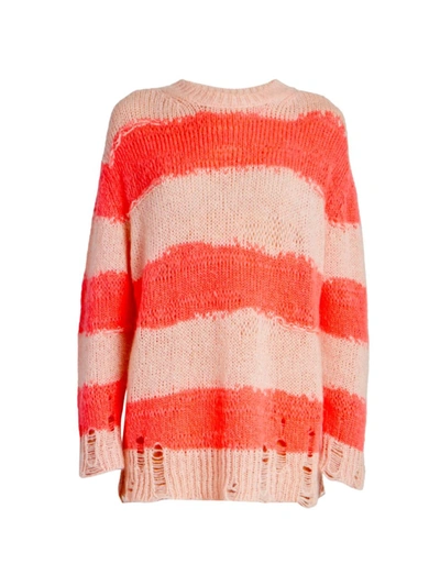 Shop Acne Studios Women's Stripe Wool & Mohair-blend Knit Sweater In Pale Pink Fluo Pink
