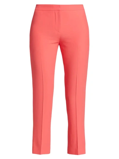 Shop Alexander Mcqueen Women's Leaf Crepe Cigarette Trousers In Coral