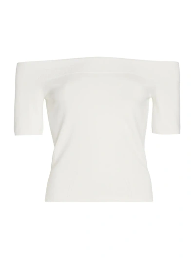 Shop Alexander Mcqueen Women's Off-the-shoulder Short-sleeve Top In Ivory