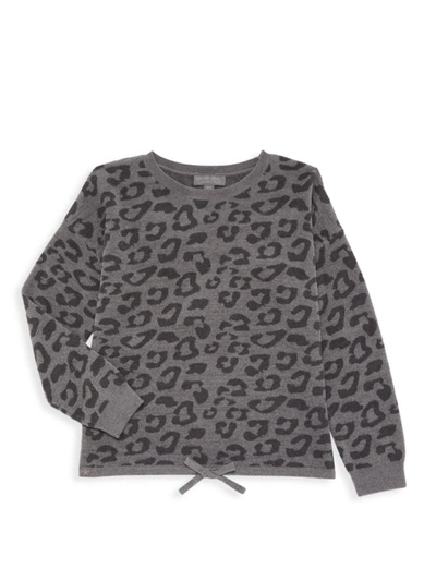 Shop Barefoot Dreams Little Girl's & Girl's Slouchy Leopard Pullover In Carbon