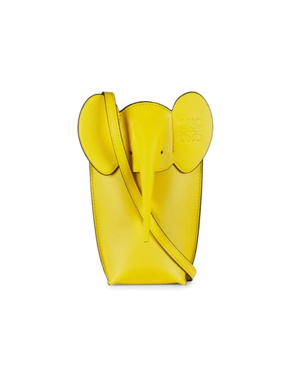 Shop Loewe Women's Elephant Leather Pocket Pouch-on-strap In Yellow