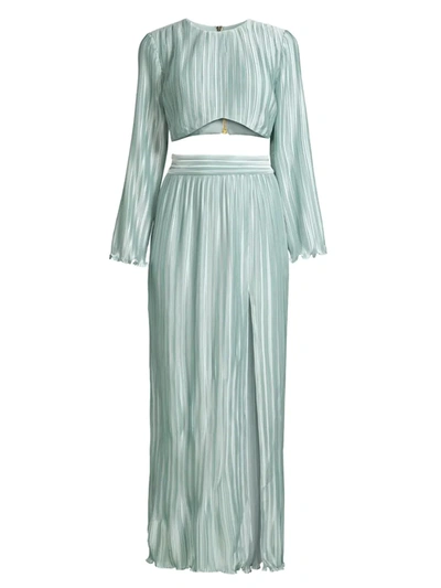 Shop Aiifos Resort Nights Christina Crop Top & Maxi Skirt Set In Misty Blue