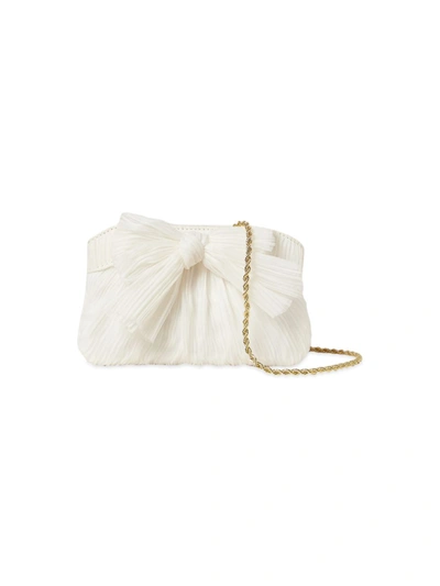 Shop Loeffler Randall Women's Mini Pleated Bow Frame Clutch In Pearl
