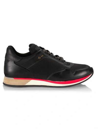 Alfred Dunhill Men s Duke Mesh Leather Runner Sneakers In Black