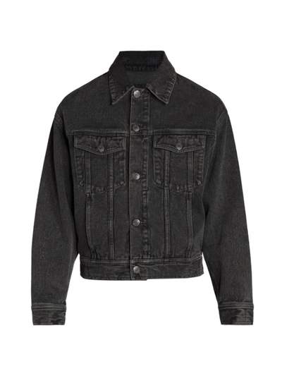 Shop Ami Alexandre Mattiussi Men's Cotton Trucker Jacket In Noir