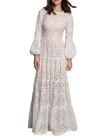 Shop Dress The Population Women's Bridal Lyra Floral Gown In White