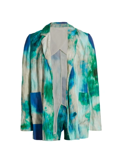 Shop Jason Wu Collection Women's Crinkle Memory Jacket In Blue Green