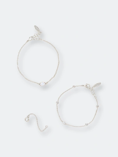 Shop Ettika Opal & Crystal Dainty Bracelet Set With Extender Add On In White