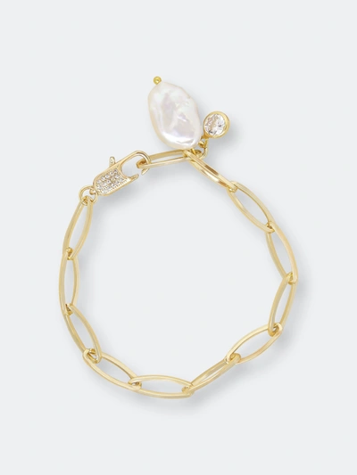 Shop Ettika Ocean Secrets Pearl Charm 18k Gold Plated Chain Link Bracelet
