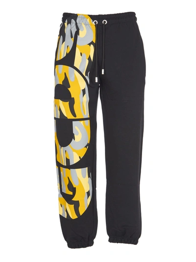 Shop Gcds Black Trousers With Multicolored Logo