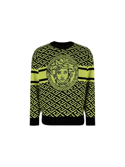 Shop Versace Sweater In Pineapple/black