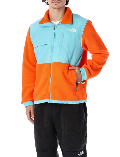 Shop The North Face Denali Full Zip Fleece Jacket In Orange Light Blue
