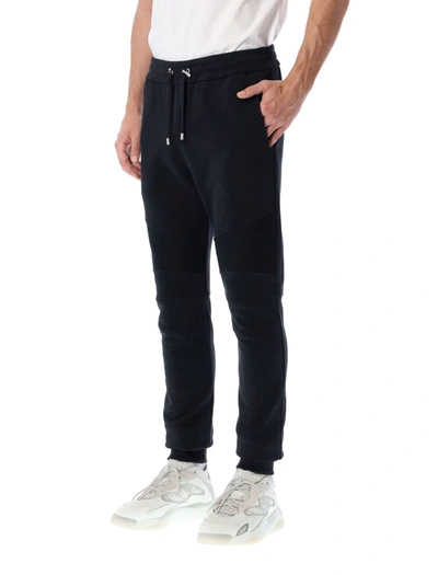 Shop Balmain Logo Print Sweatpants In Black White