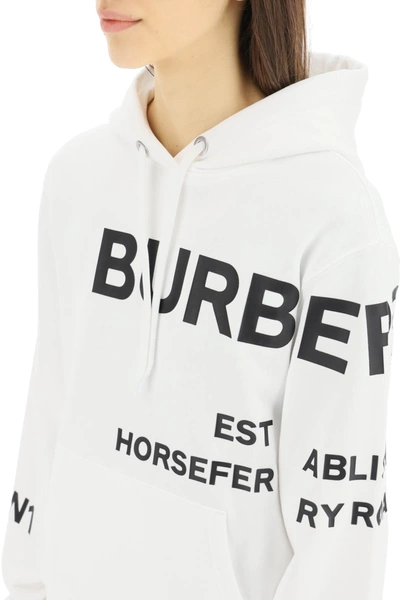 Shop Burberry Horseferry Hoodie In White,black