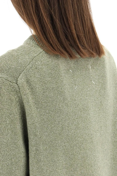 Shop Maison Margiela Sweater With Contrast Detail In Green,white