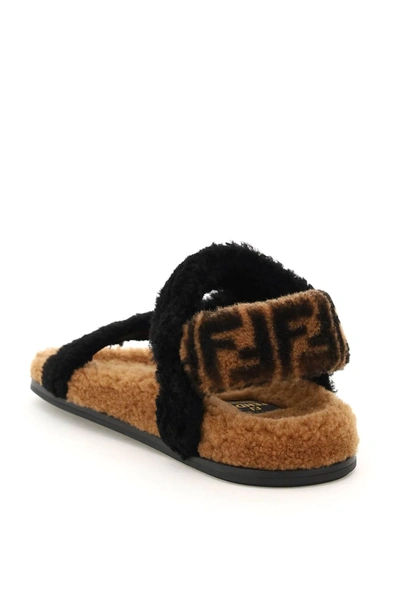 Shop Fendi Feel Sandals In Black,brown
