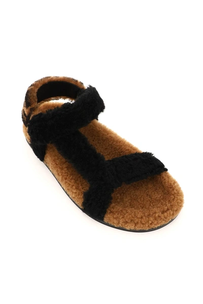 Shop Fendi Feel Sandals In Black,brown