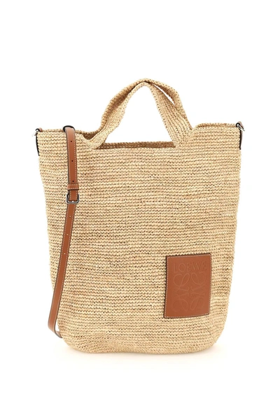 + Paula's Ibiza small leather-trimmed woven raffia tote