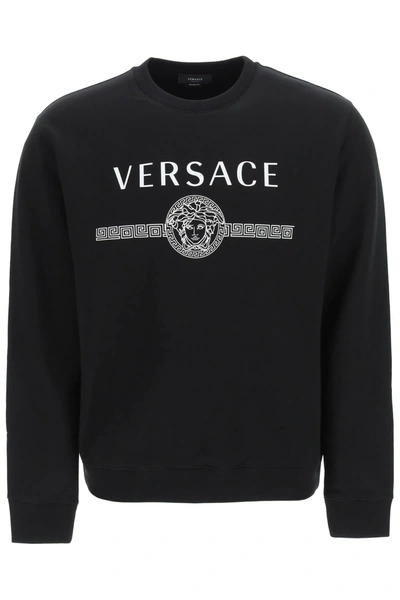 Shop Versace Crewneck Sweatshirt With Medusa Logo In Black