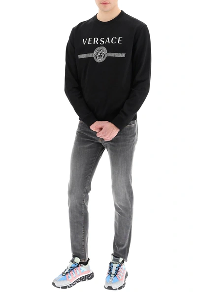 Shop Versace Crewneck Sweatshirt With Medusa Logo In Black