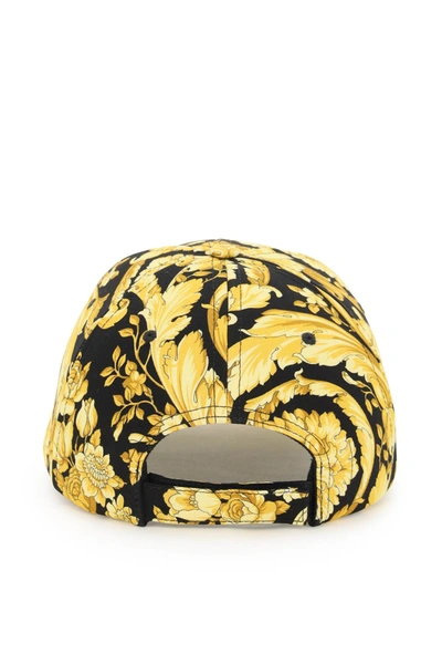 Shop Versace Barocco Print Baseball Cap In Gold,black