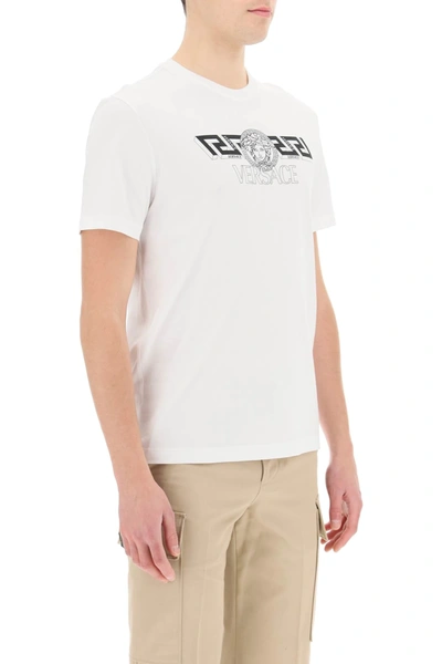 Shop Versace Greca And Medusa Print T-shirt In White