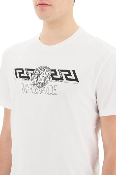 Shop Versace Greca And Medusa Print T-shirt In White