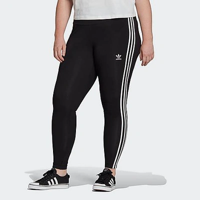 Shop Adidas Originals Adidas Women's Originals Trefoil 3-stripes Leggings (plus Size) In Black