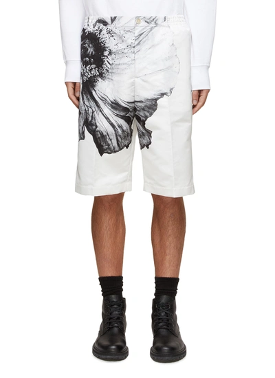 Shop Alexander Mcqueen Flower Print Baggy Shorts In White,black