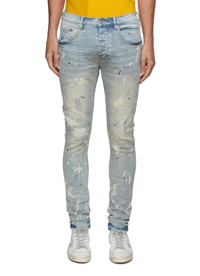 Shop Purple Slim Fit 1 Bleached Detailing Distressed Light Washed Jeans In Blue