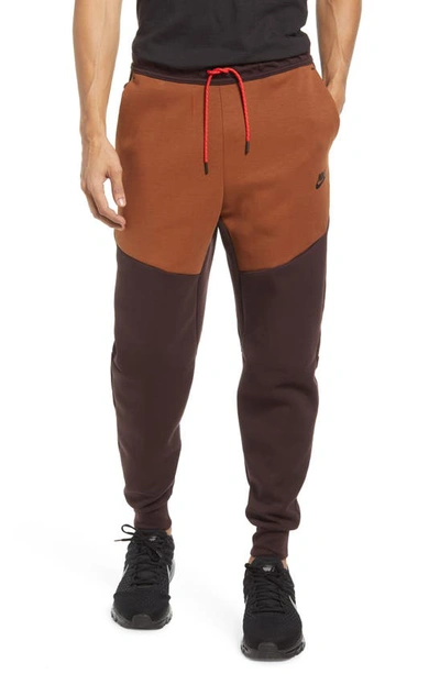 Shop Nike Tech Fleece Jogger Sweatpants In Brown Basalt/ Pecan/ Black