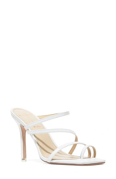 Shop Black Suede Studio Cindy Strappy Sandal In White Leather