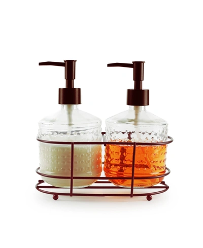 Shop Circle Glass Vintage-like Hobnail Soap And Lotion Dispenser, Set Of 2 In Bronze