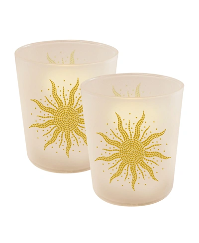 Shop Jh Specialties Inc/lumabase Lumabase Set Of 2 Mosaic Sun Flickering Led Candles In Bright Yel