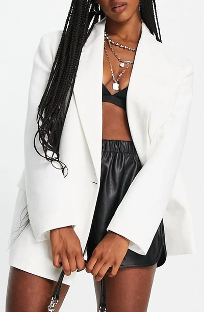 Shop Topshop Double Breasted Blazer In Ivory