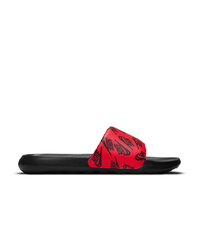 Shop Nike Men's Victori One All-over Print Slide Sandals From Finish Line In University Red/black