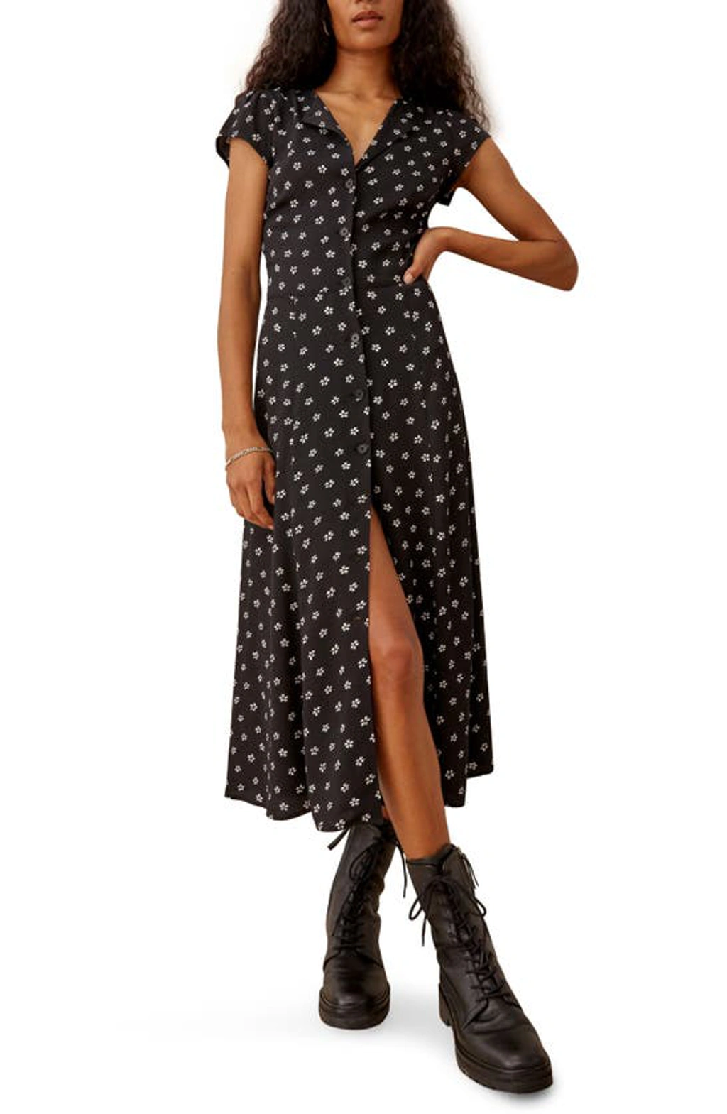 Reformation Fauna Front Button Midi Dress In Eliza ModeSens