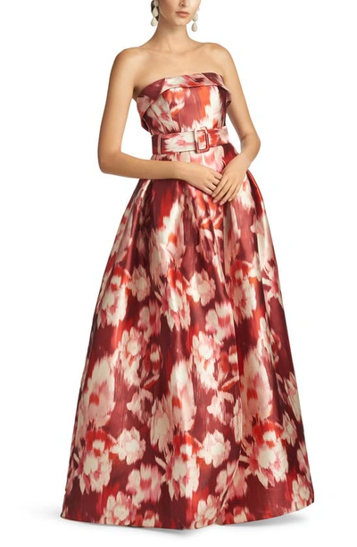 Shop Sachin & Babi Brielle Strapless Gown In Red Ikat