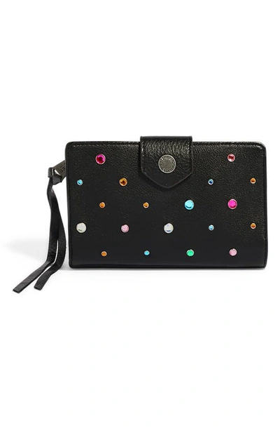 Shop Aimee Kestenberg Saba Tech Leather Wallet In Black Jewels