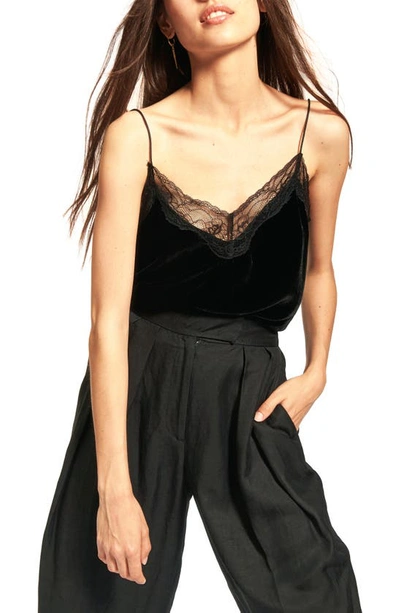 Shop Ba&sh Veira Velvet & Lace Camisole In Black