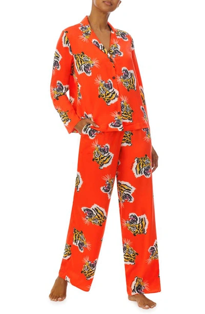 Shady Lady Print Pajamas In Orange Tiger