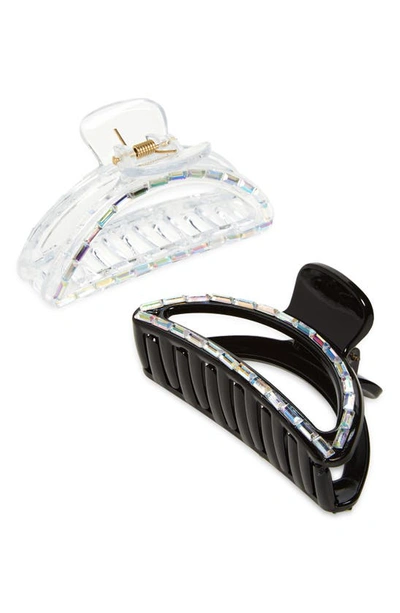 Shop Tasha Assorted 2-pack Crystal Hair Clips In Clear Black